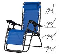 BAKAJI 2832075 Chaise Longue de Jardin, Bleu