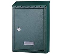 Bakaji 2832147 Boîte aux lettres murale en acier inoxydable avec fermeture à clé, Vert