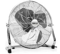 Bakaji 2832388 Ventilateur de sol en métal avec pales de 50 cm en aluminium inclinables et moteur à 3 vitesses, puissance 100 W