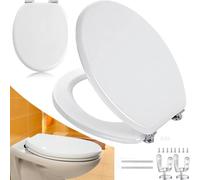 Bakaji Abattant WC universel pour salle de bain en bois lourd MDF avec charnières antirouille en alliage de zinc, design moderne, dimension 45 x 36 cm (blanc)