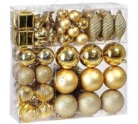 BAKAJI Addobbi Lot de 103 Boules pour Sapin de Noël (doré)