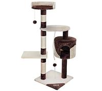 BAKAJI Albero Tiragraffi per Gatti in Sisal e Peluche Parco Giochi Gatto Con Cuccia Pali Graffiatoio e 3 Piattaforme Dimensioni 112 x 67 x 55 cm Colore Crema e Marrone