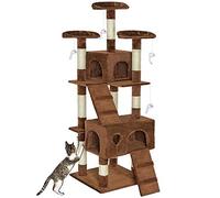 BAKAJI Arbre à Chat en sisal pour Chats, Chats, Chats, griffoirs, Hauteur 170 cm (Marron)