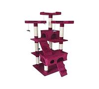 BAKAJI Arbre à Chat Griffoir pour Chats XXL Multiniveau en sisal H170 cm, Tour de Jeux Maison pour Chat Accessoire Grattoir Niche Couchage Panier Lit pour Chats Jeu à Souris Echelle (Rouge vin)