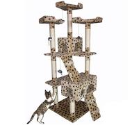BAKAJI Arbre à Chat Griffoir pour Chats XXL Multiniveau en sisal H170 cm, Tour de Jeux Maison pour Chat Accessoire Grattoir Niche Couchage Panier Lit pour Chats Jeu à Souris Echelle (Paw Beige)