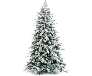 BAKAJI Arbre de Noël Arctique enneigé Super épais, très Plein, Branches pin floqué, décoration de Noël Blanche, Montage Simple, Ouverture Parapluie, très épais (240 cm)