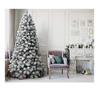 BAKAJI Arbre de Noël Royal Super touffu Pin Vert Enneigé Base Croix en Fer Pliant Haute qualité Branches avec Neige Montage Facile Ouverture Parapluie (180 cm)