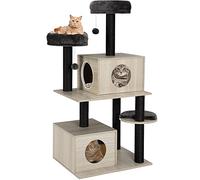 BAKAJI Arbre griffoir à 2 Boules 2 Couches, couvertures, pour Chats, Animaux, félins, interactif, Ongles, résistant aux Rayures, Robuste, Arbre grimpant Bicolor Beige et Gris