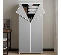 BAKAJI Armoire avec structure tubulaire en métal, meuble peu encombrant avec revêtement en tissu TNT, fermeture éclair et tringle à linge de camping, taille 70 x 46 x 160 cm (gris)