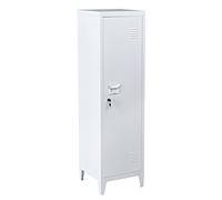 Bakaji - Armoire vestiaire métallique à casiers verrouillables, porte avec fermeture à clé, 3 compartiments intérieurs, dimensions 138 x 38,5 x 38,5 cm, blanc