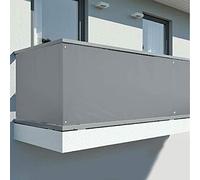 BAKAJI Bâche de Protection pour Garde-Corps pour Balcon, Dimensions 600 x 90 cm, en Tissu PVC, Crochet à œillets, Corde 24 m Incluse (Gris Clair)