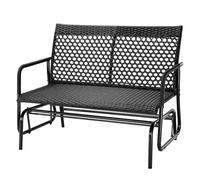BAKAJI Banc à bascule en rotin 2 places d'extérieur, banc de jardin basculant, canapé balançoire ergonomique avec structure résistante aux rayons UV et intempéries, adapté aux balcons, patio, terrasse