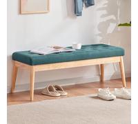 BAKAJI Banc de Rangement en Tissu avec Structure en Bois, Coffre Pouf Chambre à Coucher, entrée, Bureau, Chambre, Salon, Salon, Banc Ottoman, Rembourrage Haute densité (Vert)