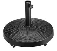 BAKAJI Base pour parasol de jardin avec 4 roues et freins, résine acier forme ronde, support pour parasols 38/48 mm de jardin, poids 25 kg, idéal pour l'extérieur, plage, bar, restaurant, terrasse