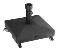 BAKAJI Base pour parasol en résine remplie de 4 roues et freins forme carrée, support parasols 38/48 mm de jardin, capacité 16 kg d'eau pour extérieur, mer, plage, bar, restaurant, terrasse