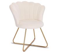 BAKAJI Beige Fauteuil Relax avec Dossier et Assise en Velours Structure métal, Standard