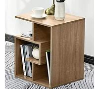 BAKAJI Bibliothèque Basse étagère 4 étagères en Bois MDF Table café latérale canapé Design Moderne mobilier pour Salon, Maison ou Bureau, Dimensions 45 x 40 x 55 cm (chêne)