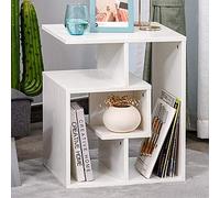 BAKAJI Bibliothèque basse étagère 4 étagères en bois MDF table café latérale canapé design moderne mobilier pour salon, maison ou bureau, dimensions 45 x 40 x 55 cm (blanc)
