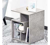 BAKAJI Bibliothèque Basse étagère à 4 étagères en Bois MDF Table café latérale, canapé Design Moderne, décoration pour Salon, Maison ou Bureau, Dimensions 45 x 40 x 55 cm (Gris)