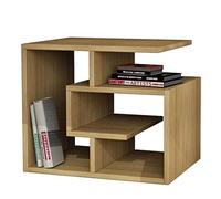 BAKAJI Bibliothèque basse étagère à 4 étages en bois MDF, table basse latérale, canapé, design moderne, décoration pour salon, maison ou bureau, dimensions 45 x 40 x 54 cm (beige)