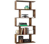 BAKAJI Bibliothèque Étagère à 6 étagères en Bois MDF Design Zig Zag Moderne Industriel pour Salon, Maison, Bureau, Dimensions : 159 x 70 x 24 cm