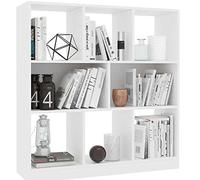 BAKAJI Bibliothèque étagère de Sol 8 Compartiments Maison Bureau Livres bibliothèque Armoire étagères Design Moderne mobilier intérieur Meuble étagère Salon Salon Cadre en Bois (Blanc)
