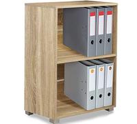 BAKAJI Bibliothèque Etagère Voile 2 Étagères Stockage de Documents et auvents Meuble Maison Bureau Livres Bibliothèque Armoire avec étagères Intérieur Étagère de Sol Structure en Bois (Chêne)