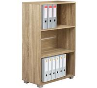 BAKAJI Bibliothèque Etagère Voile 3 Étagères Meuble de Rangement de Documents Bureau Livres Bibliothèque Armoire Étagères de Sol Salon Salon Structure en Bois MDF (Chêne)