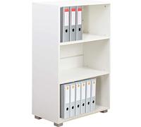 BAKAJI Bibliothèque Etagère Voile 3 Étagères Meuble de Rangement de Documents Bureau Livres Bibliothèque Armoire Étagères de Sol Salon Salon Structure en Bois MDF (Blanc)