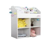 BAKAJI Bibliothèque pour Chambre d'enfant Structure en Bois Étagère avec étagères Porte-Jouets Livres et Riviste Design Moderne décoration Chambre Enfants Couleur Blanche (114 x 72 x 31 cm)