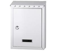 Bakaji Boîte aux lettres murale en acier inoxydable avec fermeture à clé, pour extérieur, blanc