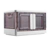 BAKAJI Boîte de rangement en plastique double système d'ouverture, conteneur pliable gain de place avec roues, meuble à chaussures empilable, pour vêtements, jouets, livres, DVD, capacité 45 litres