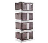 BAKAJI Boîte de rangement en plastique double système d'ouverture, conteneur pliable gain de place avec roues, meuble à chaussures empilable, pour vêtements, jouets, livres, DVD, capacité 45 litres