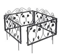 BAKAJI Bordures de Jardin, Bordure, parterres de Fleurs, clôture en métal revêtu par Poudre, 4 modules de clôture pour Arbres pelouses, Longueur 225 cm, Hauteur 34 cm, Couleur Noire (Design 2)