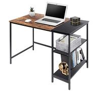 BAKAJI Bureau avec bibliothèque 3 étagères, Table de Travail, Porte Ordinateur, Structure en métal et Plateau en Bois MDF Antique et Noir, décoration Maison, Bureau, Chambre 120 x 60 x 75 cm