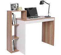BAKAJI Bureau avec bibliothèque 4 étagères, Table de Travail, Porte Ordinateur, Structure et Plateau en Bois, MDF, décoration Maison, Bureau, Chambre 110 x 90 x 40 cm (nois)