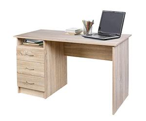 BAKAJI Bureau avec Commode à 3 tiroirs + étagère Ouverte Table de Travail Porte Ordinateur en Bois MDF décoration Maison Bureau Chambre Design Moderne Dimensions 120 x 51 x 72 cm (chêne)