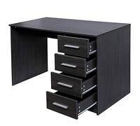 BAKAJI Bureau avec Commode à 4 tiroirs, Table de Travail, Porte Ordinateur, en Bois MDF, décoration Maison, Bureau, Chambre à Coucher, Design Moderne, Dimensions 110 x 56 x 73 cm (Gris)