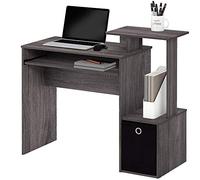 BAKAJI Bureau avec tiroir en Tissu pour Ordinateur Portable avec étagère, Bois d'ingénierie, Gris, Standard