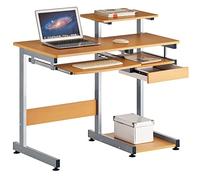 BAKAJI Bureau avec tiroir étagère pour Scanner Imprimantes Porte-Documents et étagère extractible Table de Travail Meuble d'ordinateur en métal et Bois MDF décoration Maison Bureau Chambre