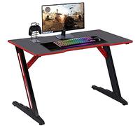 BAKAJI Bureau Gaming Porte PC Structure Métal Plan Bois MDF Texture Fibre de Carbone avec Tapis Souris Mousepad Inclus Dimensions 120 x 60 x 73 cm Jeu Online