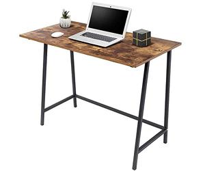 BAKAJI Bureau Table de Travail Porte Ordinateur, Plateau en Bois MDF Effet Vieilli avec Structure en métal ameublement Maison Bureau Design Moderne Industriel Dimensions 100 x 50 x 75 cm