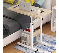 BAKAJI Bureau Table de Travail Porte Pc Ordinateur Hauteur Table Réglable Lit Lit Canapé avec Plan et Tablette en Bois MDF Structure Métal Design Moderne 60 x 40 x 86 cm (Chêne)