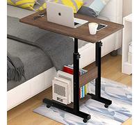 BAKAJI Bureau Table de Travail Porte Pc Ordinateur Hauteur Table Réglable Lit Lit Canapé avec Plan et Tablette en Bois MDF Structure Métal Design Moderne 60 x 40 x 86 cm (Noce)