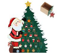 Bakaji Calendrier de l'Avent de Noël en bois avec 24 tiroirs numérotés pour surprise, décorations de Noël, maison (Père Noël avec arbre)