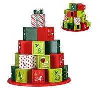 Bakaji Calendrier de l'Avent de Noël en bois avec 24 tiroirs numérotés pour surprise, décorations de Noël, maison (emballage cadeau)