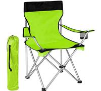 BAKAJI Camping Chaise avec Sac Camping Mer Plage Chaise en Plein Air Pêche en Acier Inoxydable et Polyester avec Porte Boîtier Boissons et Smartphones (Vert)