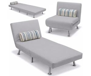 Bakaji canapé Fauteuil lit 1 Place Simple Structure en métal revêtement en Coton rembourré à Dossier inclinable 5 Positions Dimension 75 x 70 x 75 cm