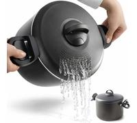 BAKAJI Casserole Scolì de 22 cm avec passoire intégrée et poignées mobiles et ergonomiques, casserole antiadhésive en aluminium avec poignées bloquantes, sûre et pratique, idéale pour les pâtes
