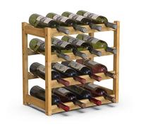 BAKAJI Cave à vin en Bois Bambou avec 16 Compartiments pour vin Champagne, Porte-Bouteille de Terre, Cave pour Coin Bar, Salon, Cuisine, bistrot, Restaurant, 43,5 x 25 x 43 cm (Naturel)